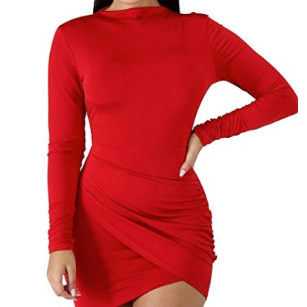 Sexy Long Sleeve Tulip Hem Sheath Sundress